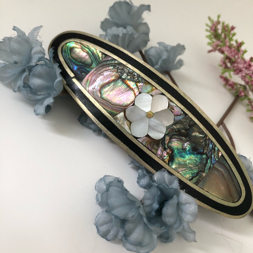 Vintage mother of pearl barrette hair clip